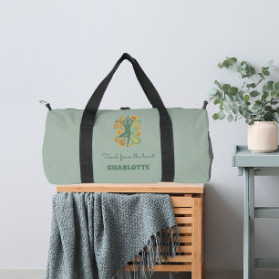 Sac De Sport Pose de yoga tourbillons vert orange nom slogan ré