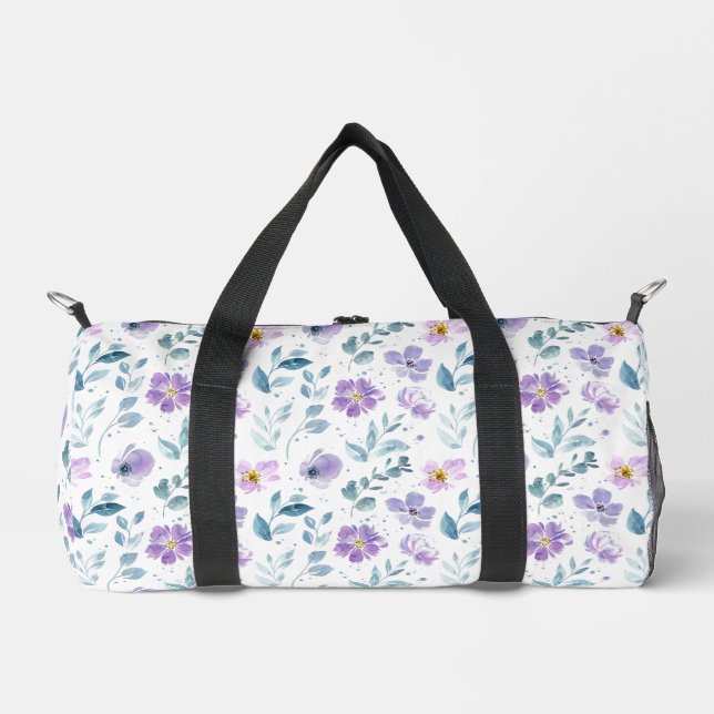 Sac De Sport Purple Green Watercolor Wildflower (Recto)