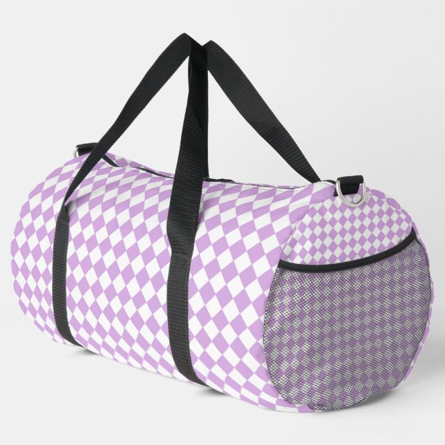 Sac De Sport Purple White Checker Diamond Pattern Large (Coin droit)