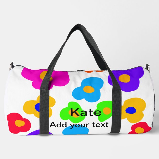 Sac De Sport Rainbow flower pride amour ajouter nom texte lqbtq (Recto)