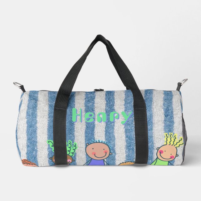 Sac De Sport Rayure bleue personnalisée  (Recto)