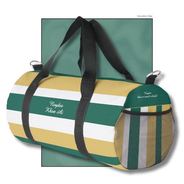 Sac De Sport Rayures Harmonieuses Lignes Vert Or Blanc (Créateur téléchargé)
