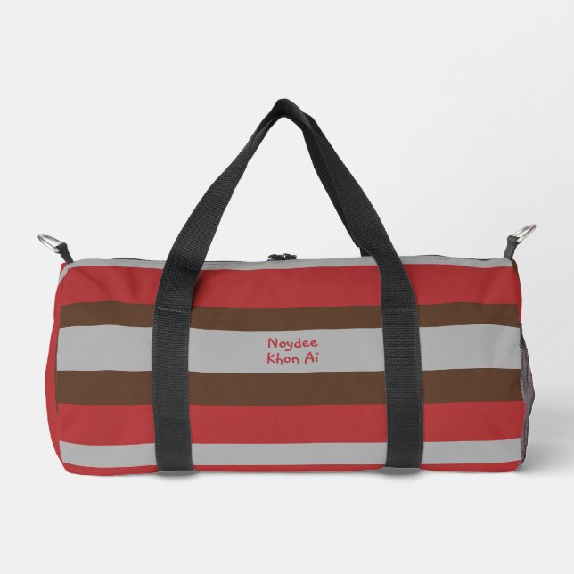 Sac De Sport Rayures horizontales Harmony Gris Rouge Brun (Recto)