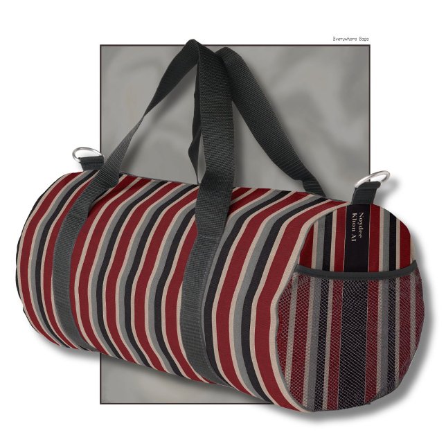 Sac De Sport Rayures Rétro Classique Rouge Foncé Bleu Beige (Créateur téléchargé)