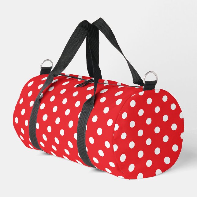 Sac De Sport Red and white polka dots pattern duffle bag (Coin gauche)