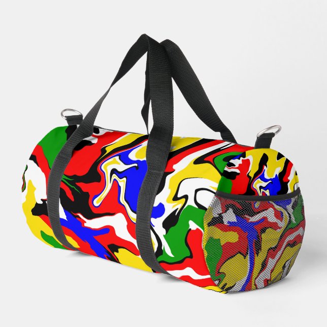 Sac De Sport Red, Yellow, Black, Blue and Green Swirls  (Coin droit)