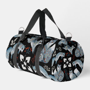 Sac De Sport Renards bleus stylisés avec des motifs floraux com