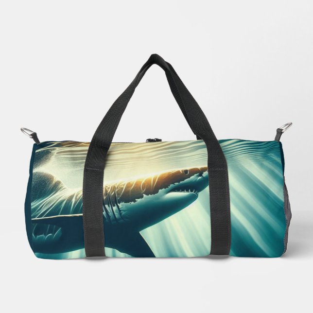 Sac De Sport Requin dans la mer bleue profonde & soleil (Recto)