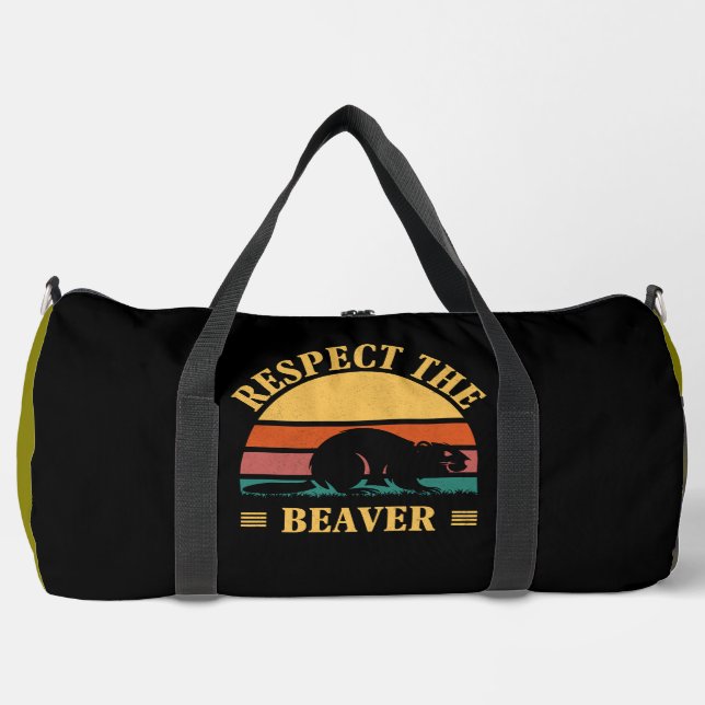 Sac De Sport Respectez Le Castor Coucher de Soleil Rétro  (Recto)