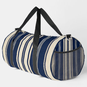 Sac De Sport Restauration Ivoire Bleu Nuit Aspect Tissage Vinta