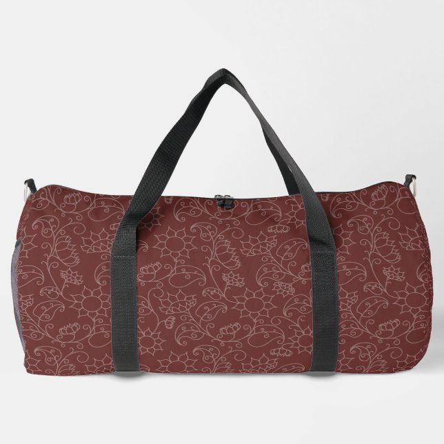 Sac De Sport Résumé Floral Acajou Abstrait (Verso)