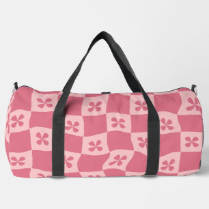 Sac De Sport Retro rose À damiers motif floral
