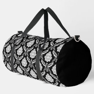 Sac De Sport Rococo Damassé Rpt Motif Blanc sur Noir