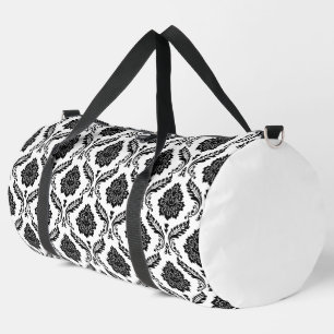 Sac De Sport Rococo Damassé Rpt Motif Noir sur Blanc