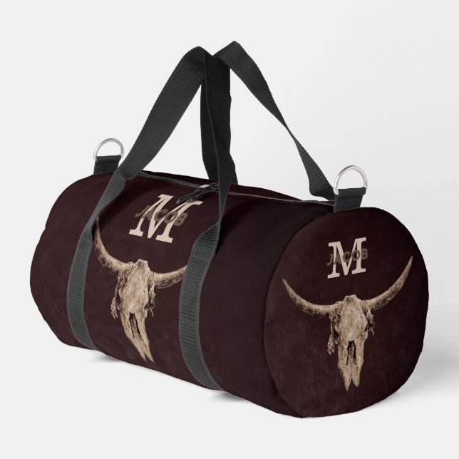 Sac De Sport Rodéo Brown Western Bull Skoule Monogramme Pays (Coin gauche)