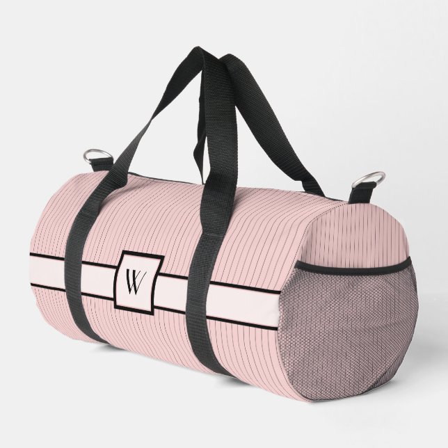 Sac De Sport Rose avec rayures noires (Coin droit)