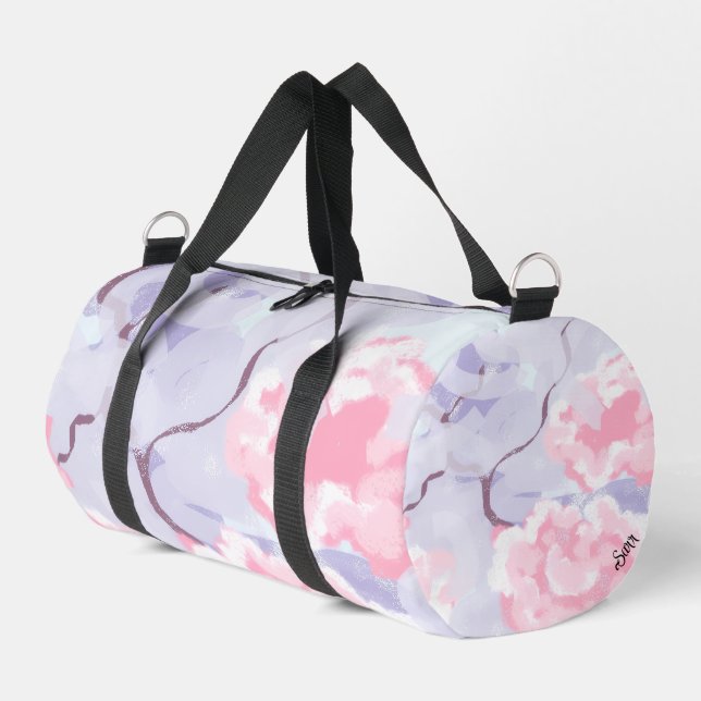 Sac de sport : Roses roses Hiver Gel . (Coin gauche)