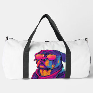Sac De Sport Rottweiler Rétro � Chien à ambiance néon des année