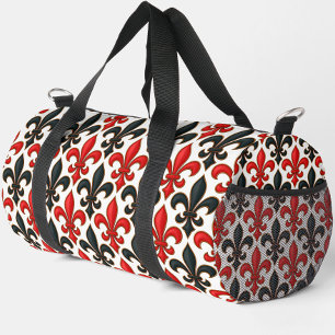 Sac De Sport Rouge noir baroque Fleur de lis Motif Design