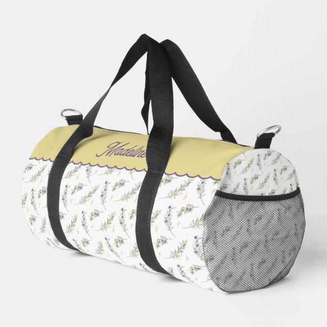 Sac De Sport Sage Green Branche d'Olivier Monogramme Nom (Coin droit)