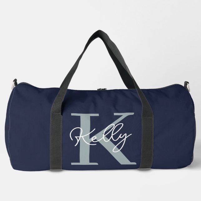 Sac De Sport Script Monogramme bleu marine moderne (Recto)