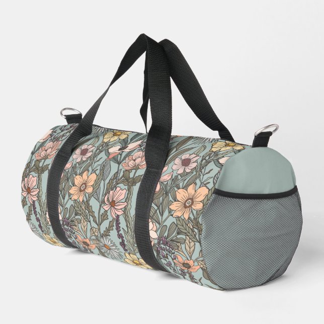 Sac De Sport Seafoam Pink Yellow Retro Wildflower (Coin droit)