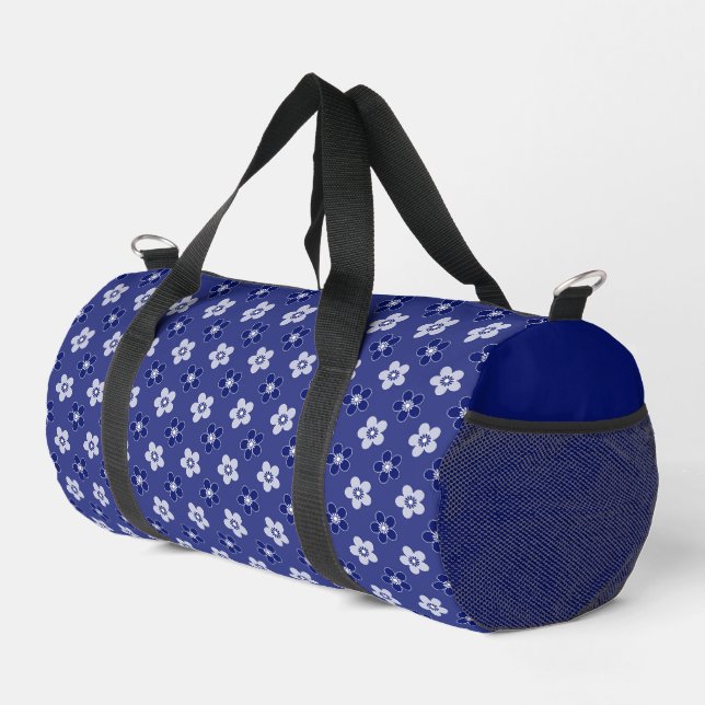 Sac De Sport simple floral solide bleu motif rétro petit flowe (Coin droit)