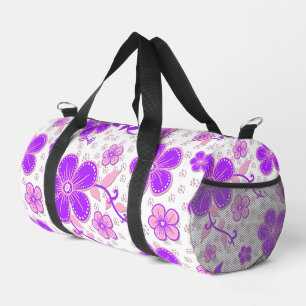 Sac De Sport Simple Imprimé Aquarelle Floral Violet et Rose