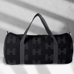 Sac De Sport Simple Noir, Personnalisé Monogramme Motif garçons
