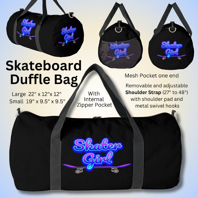 Sac De Sport Skater Girl Blue Mauve Graffiti Glow Skateboard (Créateur téléchargé)