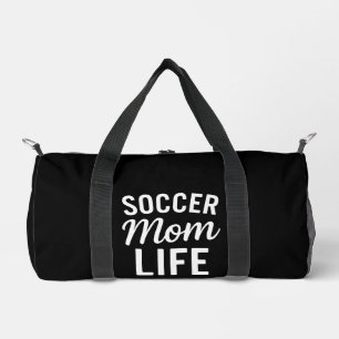 Sac De Sport Sleek Black Bold White Typographie Soccer Maman Vi
