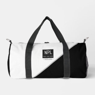 Sac De Sport Société ou nom minimaliste, moderne noir et blanc