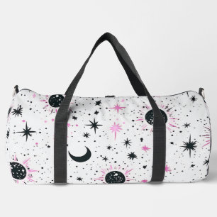 Sac De Sport Soleil Lune Étoiles Noir et Rose Céleste