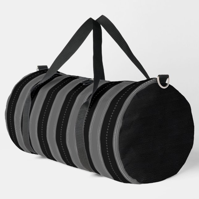 SAC DE SPORT STRIPES VERTICALES NOIRES ET GRIS JOLIMENT (Coin gauche)