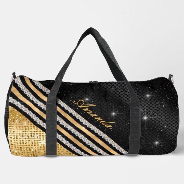 Sac De Sport Style Crystal Gold et noir Personnalisé (Recto)