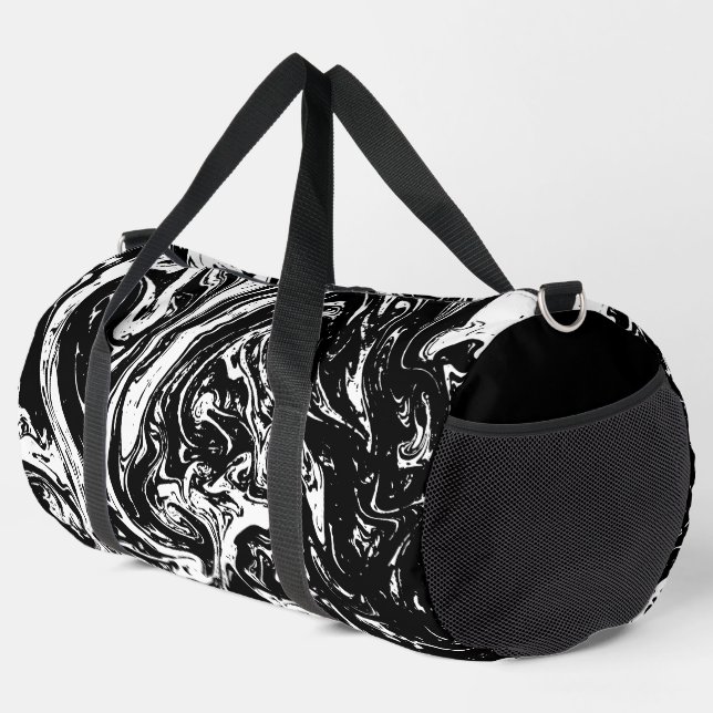 Sac De Sport Style Marbre Noir & Blanc  (Coin droit)