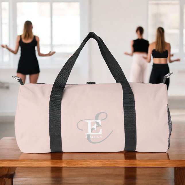 Sac De Sport Style Unique Monogramme Typographie Blush Rose (Créateur téléchargé)