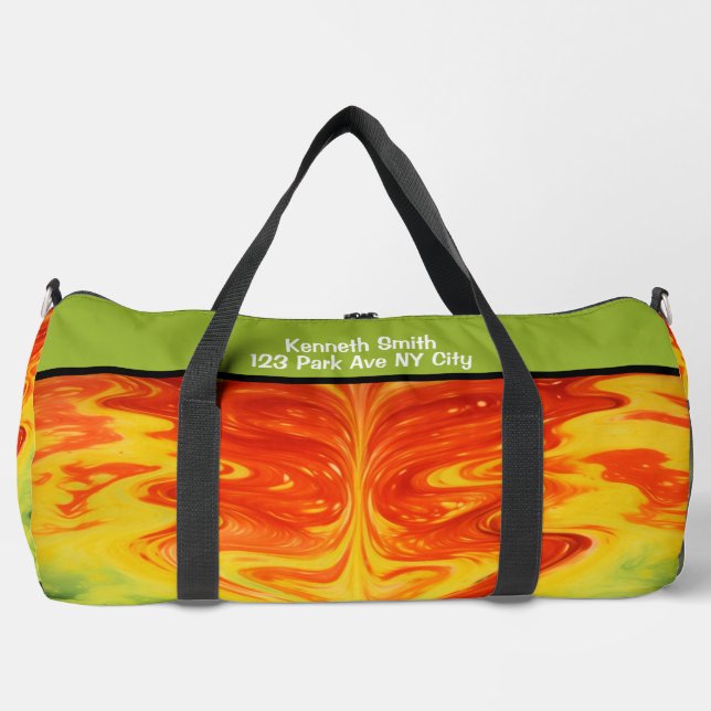Sac De Sport Swirling Abstract Fire Gear Monogram Personalized (Recto)