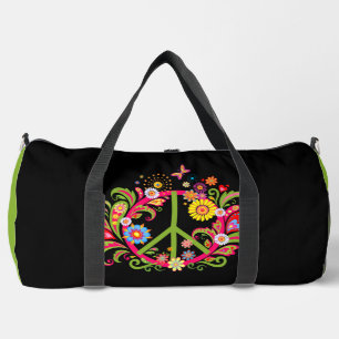 Sac De Sport SYMBOLE DE LA PAIX Florale EN NOIR