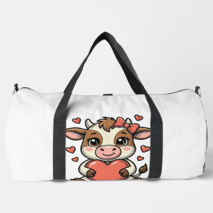 Sac De Sport T-shirt avec gravure vintage de veau mignon tenant