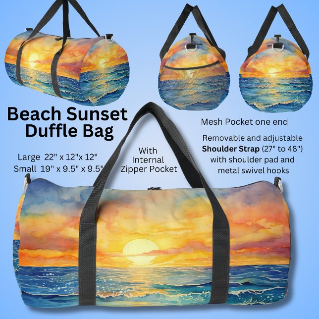Sac De Sport Tableau du coucher de soleil sur la plage (Créateur téléchargé)