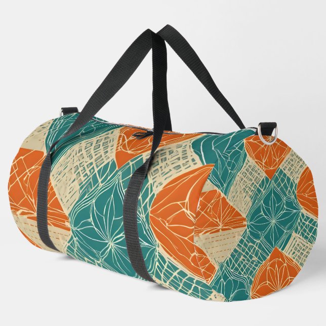 Sac De Sport Teal, Orange, and Tan Abstract Flowers (Coin gauche)