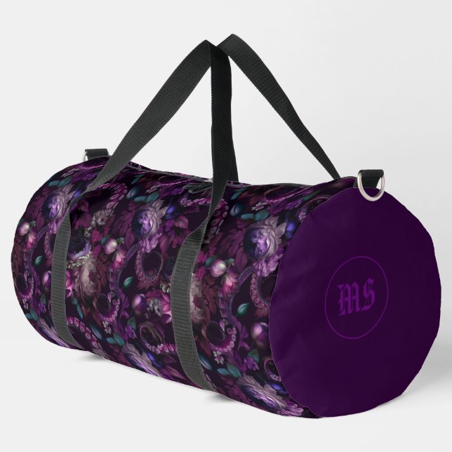 Sac De Sport Tenture Gothique Rose Foncé avec Fleurs (Coin gauche)