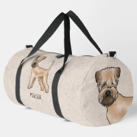 Tervueren à poil doux sur fond beige avec nom