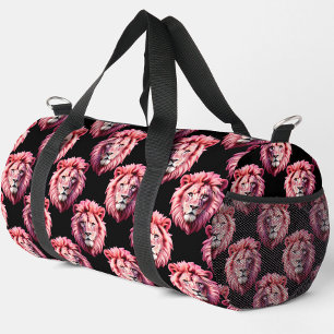Sac De Sport Tête de lion rose motif animal design - Noir