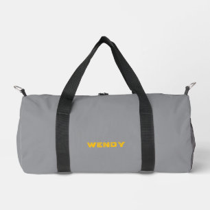 Sac De Sport Texte personnalisé jaune délavé sur gris