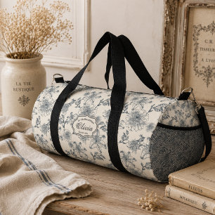 Sac De Sport Toile de Jouy botanique oiseau personnalisé vintag