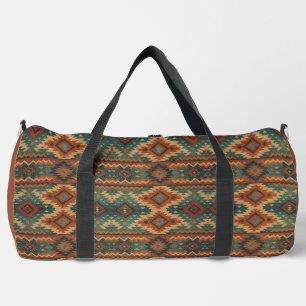 Sac De Sport Traditionnel sud-ouest rustique sarcelle et marron
