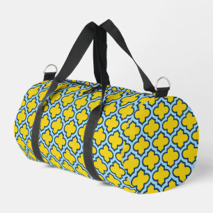 Sac De Sport Trellis jaune et bleu bébé, treillis, Quatrefoil