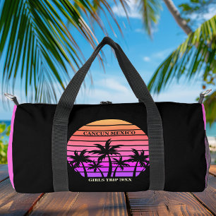 Sac De Sport Tropical Pink Black Palm Trees Custom Beach Trip